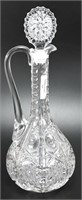 Clear Cut Glass Decanter with Handle