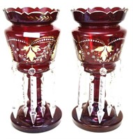Ruby Red Mantle Lusters Set of 2