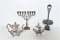 Stamped Silver Plated Service & Menorah