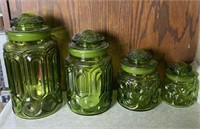 Green glass canisters