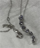 14k White Gold Necklace w/ White Stones