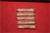 Five Rolls of Wheat Pennies