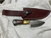 7' Damascus Knife w/ Leather Sheath
