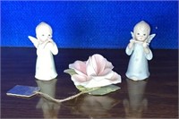 Lefton angels, ceramic flower