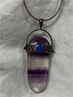 Sterling Silver Necklace w/ Amethyst and Unusual