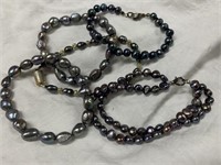 (5) Freshwater Black Pearl Bracelets