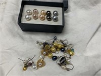 16 Pairs of Freshwater Pearl Earrings - Some