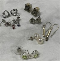 (9) Pairs of Sterling Silver Earrings