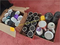 Boxes of Coffee Mugs and Thermos