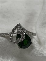 Sterling Silver Ring w/ Chrome Diopside Sz 7.75