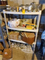 Plastic Shelf, Canning Jars, Picnic Basket