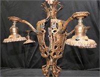 Vintage Copper Color Cast Iron 5 Light Chandelier