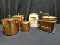 Vintage Kitchen Canisters, Coffee Grinder & More