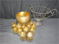 Brass Punch Bowl and Cups and More