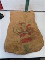 Vtg California Walnut Burlap Bag with Santa Claus