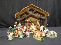 Nativity with Wooden Stable Made in Ita