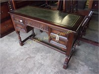 Nice Leather Topped Five Drawer Writing Desk