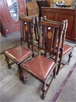 Inlaid Mahogany King George Oak Side Chairs