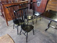 Ebonized Windsor Backed Oak Side Chairs