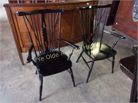 Matching Ebonized Windsor Backed Oak Arm Chairs