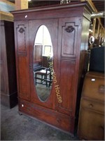 Brilliant Edwardian Tiger Oak Beveled Mirror Door