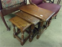 Peg Constructed Oak Tudor Style Nesting Tables(3)