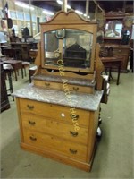Fantastic Victorian Pine Marble Topped Commode