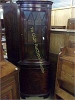 Inlaid Mahogany Corner Cabinet With Cathedral Door