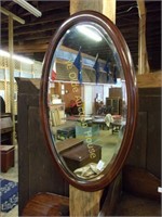 Inlaid Mahogany Beveled Mirror