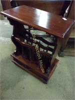Mahogany Chair Side Table With Magazine Rack and