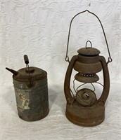 Vintage tin & oil lamp