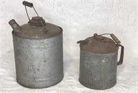 2 Vintage Galvanized Kerosene cans