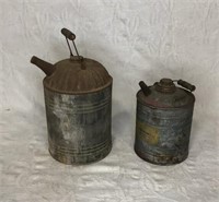 Two vintage fuel cans- one is J&L Ware