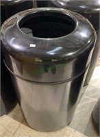 Black fiberglass trash can - indoor / outdoor use.