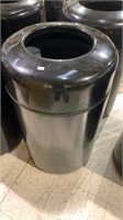 Black fiberglass trash can - indoor / outdoor use.