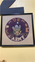 Framed army jacket patches - clouding American