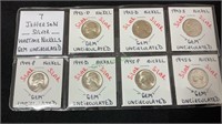 Coins - seven Jefferson silver war time nickels,