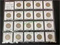 Coins - 19 different liberty head nickels,