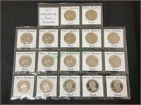 Coins - 17 Washington proof quarters,