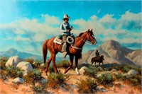 Art Original Oil ‘Looking for Strays’ Harold Lyon