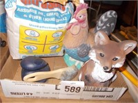 Chicken & Fox Lawn Ornaments, Brushes, Etc.