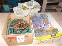 (2) Boxes w/Lights, Electric Cord, Garland,
