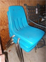 (3) Blue Poly Stack Chairs