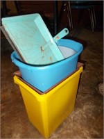 (3) Poly Buckets, Thermometer, Garbage Can