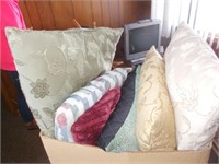 Box w/Several Throw Pillows