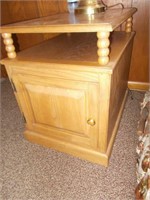 (2) Oak End Tables w/Lower Storage,