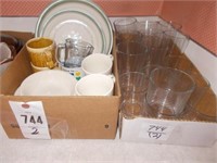 (2) Corelle Dishes, Plates, Bowls, Cups, Box