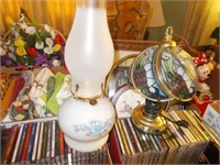Blue Floral Kerosene Lamp & Small Touch Lamp