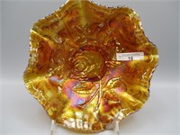 Imp 8" amber Open Rose ruffled bowl
