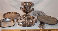 LOT - OLD SILVERPLATE - CHAMPAGNE COOLER, ETC.